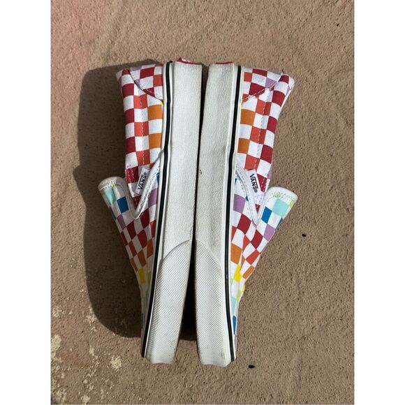 Vans Off The Wall Classic Checkerboard Red Yellow Blue Slip On Skate Shoes  Size - Picture 3 of 10